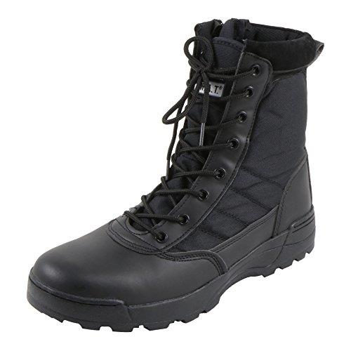 Sutekus YKKファスナー採用 SWAT S.W.A.T ミリタリーブーツ ジャングルブーツ 黒色 ブラック (25CM)