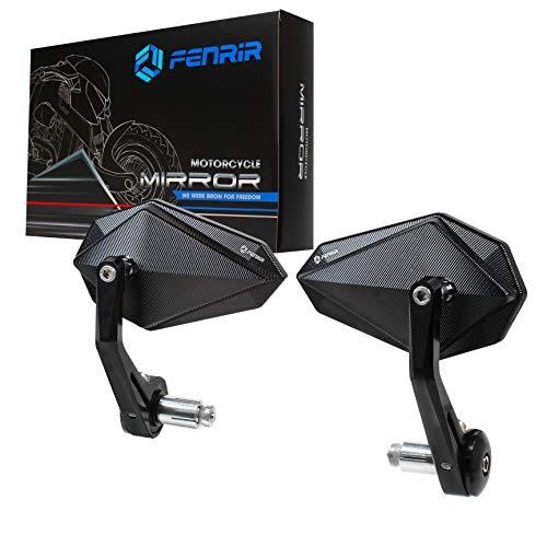 FENRIR ブラック オートバイ バイク バーエンドミラー バイク ミラー レトロ CNC アルミ にとって M6/M8 ネジ / ハンドルバー内径13-19MM 防眩 まぶしさを防ぐ 広角 防振設計 曲面率 R1200 車検対応 新保安基準適合|プライムプラス 店