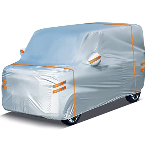 【送料無料】NEVERLAND 車 カバー 軽自動車 ボディカバー 耐水圧2,000PA オックスフォード生地 自動車カバー 強風対策 2本長さ5ｍの防風縄付き 防水 防塵 防輻射紫外線 カーカバー 収納袋付き (S:365*165*175cm)
