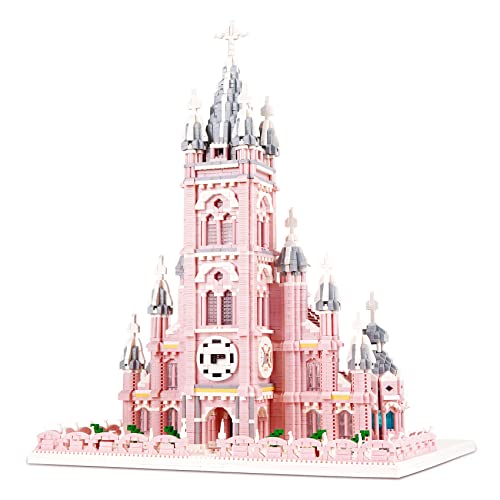 【送料無料】LULUFUN ブロック ダナン大聖堂 ピンク 積み木 おもちゃ 立体パズル 組立て Pink Church of The Sacred Heart of Jesus 建物 有名な観光スポット 知育玩具 マイクロ型 子供 大人 誕生日 クリスマス プレゼント（7017pcs)画像