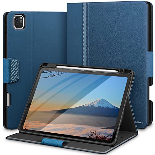 KingBlanc iPad Pro 11インチ ケース第4/3/2世代 2022/2021/2020 手帳型 カバー アップルペンシル収納可能 ペアリング・ワイヤレス充電対応 オートスリープ・スタンド機能付き 高級PUレザー製 傷つけ防止 全面保護型 新型のiPad Pro 11インチ 対応 スマートケース, ブルー