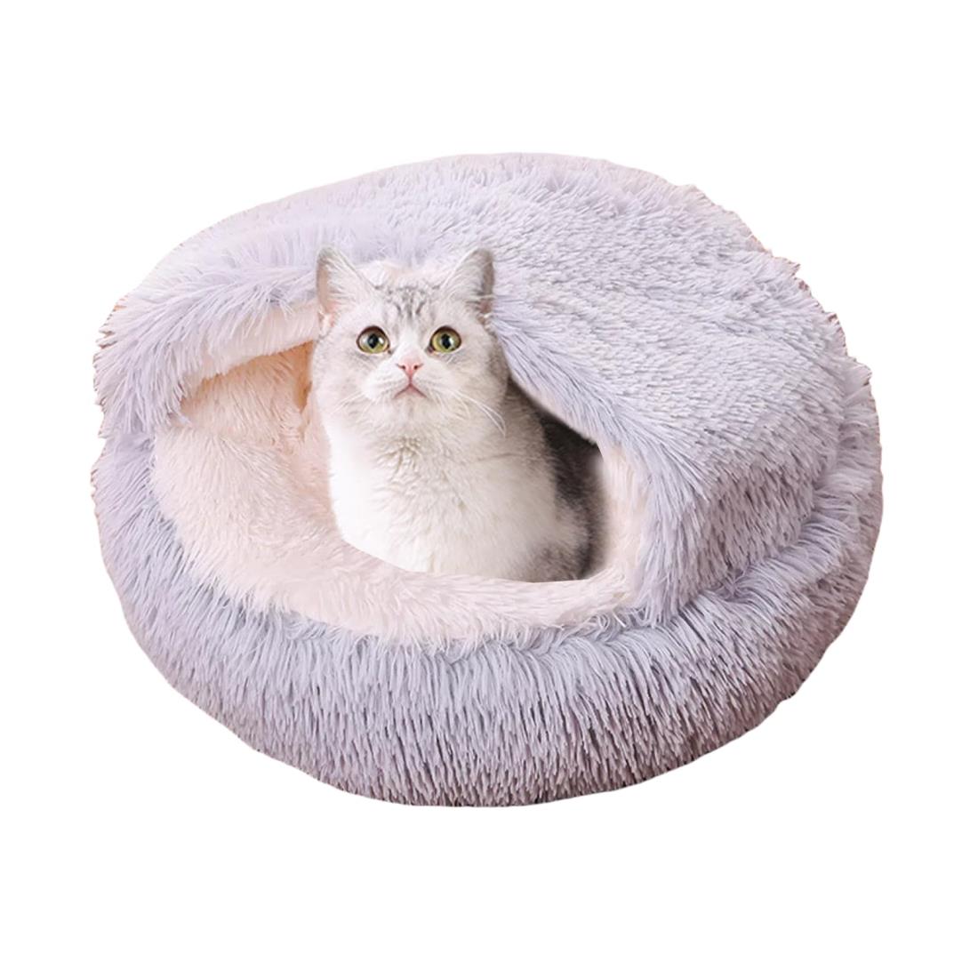 楽天市場】DICOCO 猫 犬 ベッド 冬 温かい - 半閉鎖型 貝殻型 もふもふ