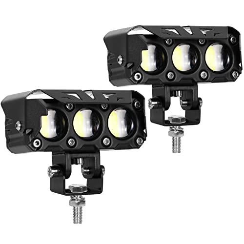 KAWELL 60W バイク フォグランプ フォグランプ led バイク ヘッドライト バイク補助灯バイク ヘッドライト led 2色切り替える ロービーム・ハイビーム一体型 led作業灯 超高輝度 IP68防水 12V/24V汎用 1個 セット (1, 60W)