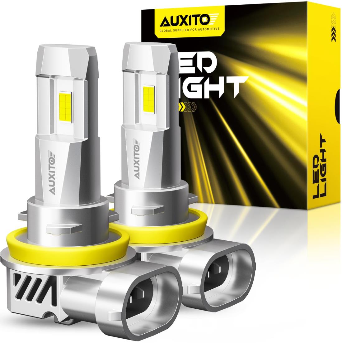 AUXITO H11 H8 H9 H16 LEDヘッドライト 車用 高輝度 LEDチップ搭載 爆光 6倍の明るさ 新基準車検対応 驚異の1:1純正ハロゲンサイズ31W*2高輝度 6500K 12V車対応(ハイブリッド車・EV車対応) 定電流回路搭載 長寿命 高速回転冷却ファン付け 放熱性 静音 瞬間起動 2個入り ホワ