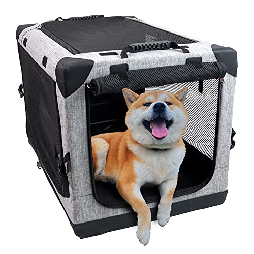 Totoro ball 折りたたみペットケージ 犬ソフトケージ 犬用ソフトクレート 猫用キャリー・カート 持ち手付き 犬猫兼用 折りたたみ簡単『室内休憩、急な来客時、アウトドア、病院、キャンプに大活躍！ 』 (M, グレー)