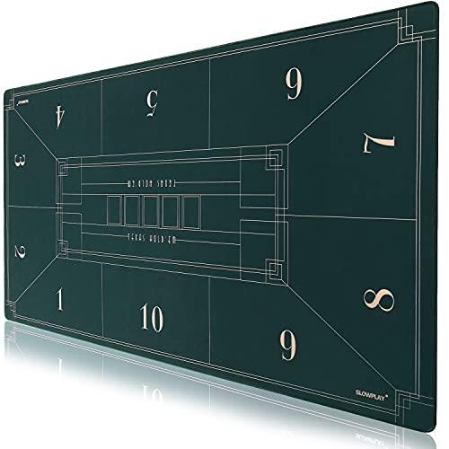 SLOWPLAY Nash ポーカーマット テキサスホールデム 240x120cm｜アール・デコ調プリント ポータブルプレイマット 滑らかな手触り 騒音軽減 あふれるキャリケーバッグ付き（グリーン）｜プライムプラス　店