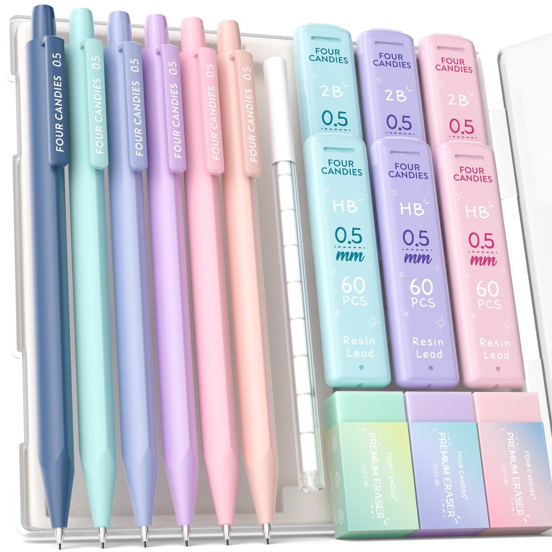 楽天市場】【送料無料】Four Candies パステルシャープペンシル 6本