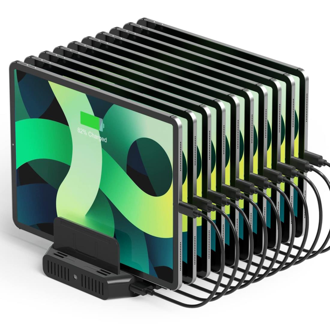 Unitek 2023 USB充電ステーション 10ポート PD18W PD60W 卓上充電スタンド 120W PSE認証済 10台同時充電 1.5A/2.4A/3A スマートIC搭載 複数台対応 Android/iPhone/iPad/kindle/タブレット/PSP 仕切り板 間隔調整可能 収納便利 卓上 黒｜プライムプラス　店