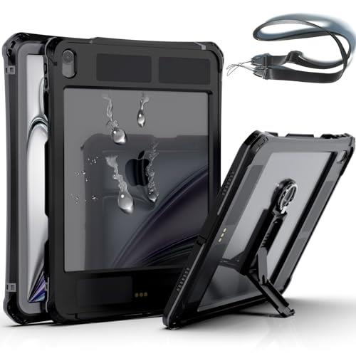 iPad Air 第6世代 ケース(2024、第6世代) iPad Air 第5/4世代 ケース(2022/2020) 防水 完全防水 全面保護 耐衝撃 衝撃吸收 傷防止 防雪 防塵 360 頑丈 米軍 耐久性 分離型 雨の日、お風呂など適用 iPad Air 第6/5/4世代 用 防水ケース