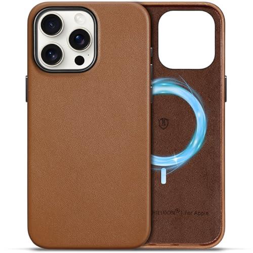 SHIELDON iPhone16 ProMax 対応 ケース 本革ベーシックケース ワイヤ レス充電対応 磁気充電可 背面保護 あいふぉん16 Pro Max 対応ケース レザー スマホカバー 薄型 軽量 滑り止め 指紋防止 カメラ保護 携帯便利 アイホン 16プロマックス 対応 スマホケース 2024年発売 6.9