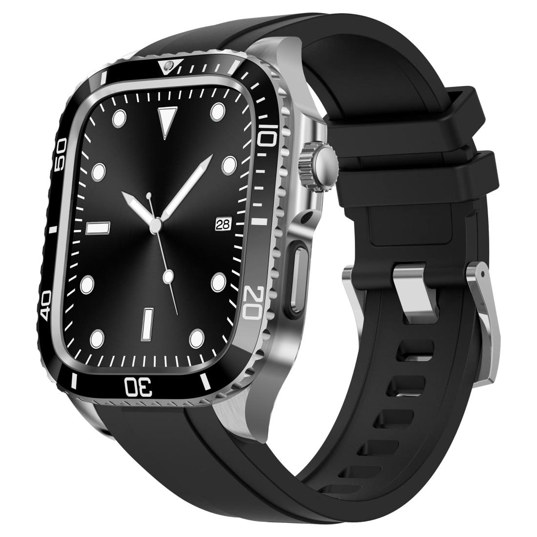 BinGeLi コンパチブル Apple Watch バンド ケース付き TPUベルト 一体型 アップルウォッチ 8/7 45mm SE2/6/5/4/SE 44mm 対応 耐衝撃性 耐久性 ステンレス鋼 メタル ケース メンズ Watch 保護 カバー デラックス（シルバー 45MM）