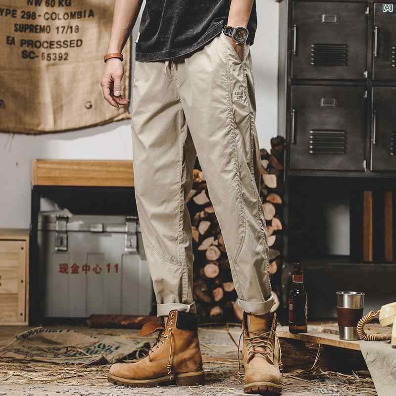 メンズ　コーデ　ファッション　　オシャレ　海外風 アメリカン メンズ ワークパンツ 夏 ストレート レッグ メンズカジュアル パンツ 薄手 大きいサイズ テーパード メンズパンツ