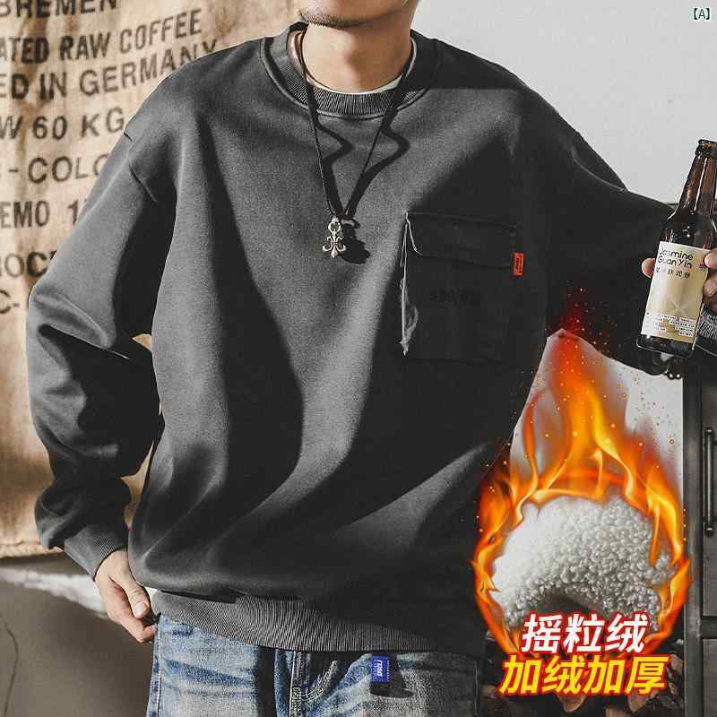 メンズ　コーデ　ファッション　　オシャレ　海外風 アメリカ 350 グラム ヘビーウェイト レトロ スウェットシャツ 男性 春秋 イン 大きいサイズ カジュアル 服