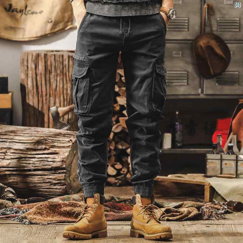 メンズ　カジュアル　男性　オシャレ ジェイ レノ アメリカン レトロ カジュアル パンツ 秋　冬 マルチ バッグ アンクル オーバー オール タクティカル