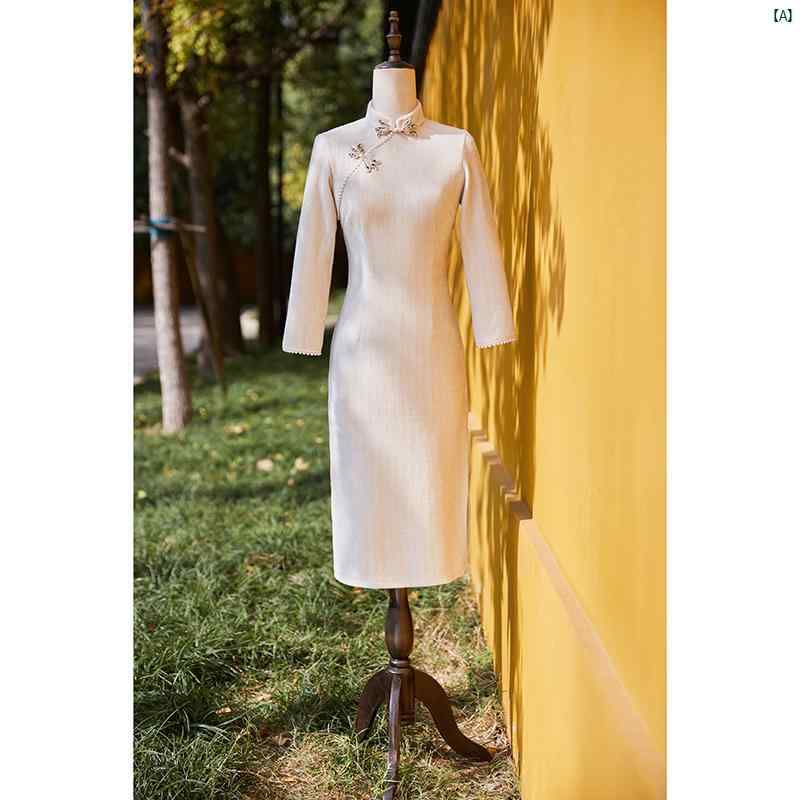 ドレス　チャイナドレス　オシャレ　綺麗　上品　コーデ　大歳　コスプレ チャイナ ドレス レディース 秋冬 ブルー ベスト 2点セット 中華風 ベルベット 厚手