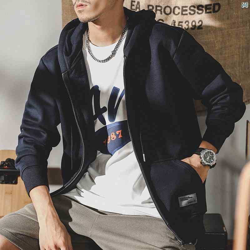 メンズ流行り物 コーデ  冷やりとした 外国で風 アメリカン 280瓦 朦々たる ジレー ファスナー トレーナー メンズ ボンネット付き添い人 烏兎たり 馬鹿でかい大きさ 運動競技 心地好い 上衣 秋