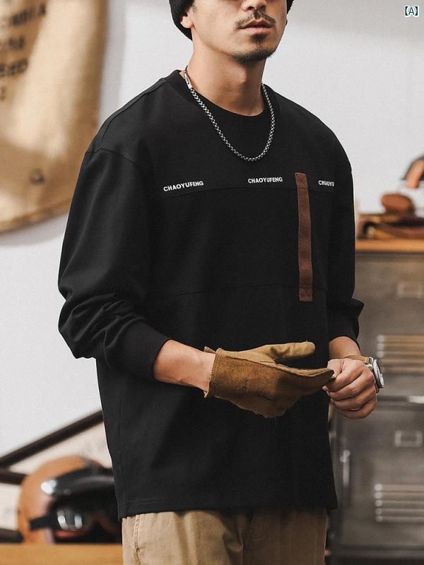 メンズ　カジュアル　男性　オシャレ アメリカ ヘビーウェイト 長袖 Tシャツ 男性用 コットン 秋 カジュアル トップ