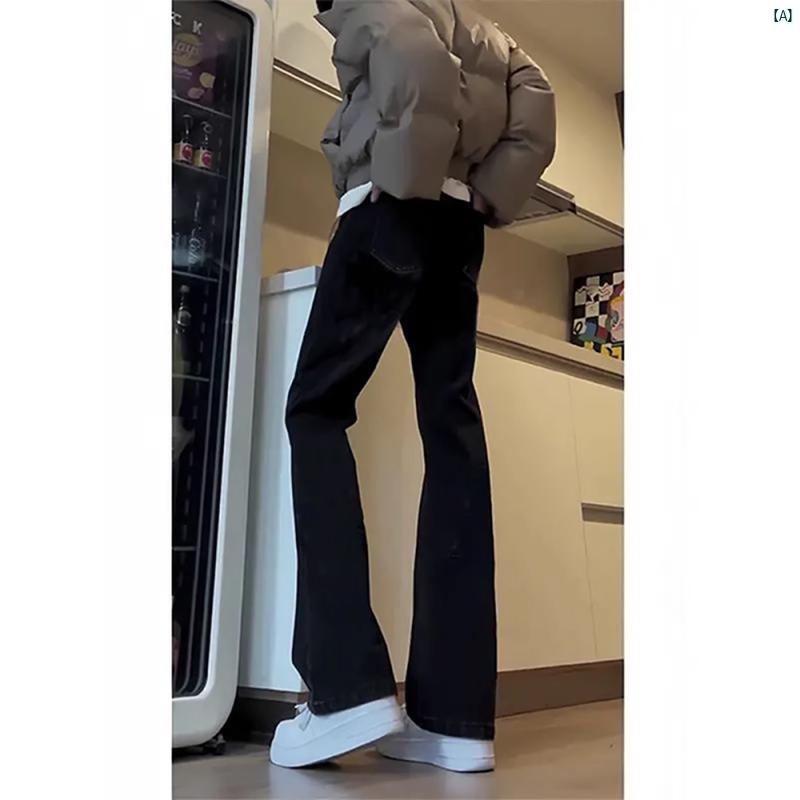 アメリカン バイブ パンツ ストリート ブラック クリーン フィット トール ジーンズ メンズ ストレート スリム シミター