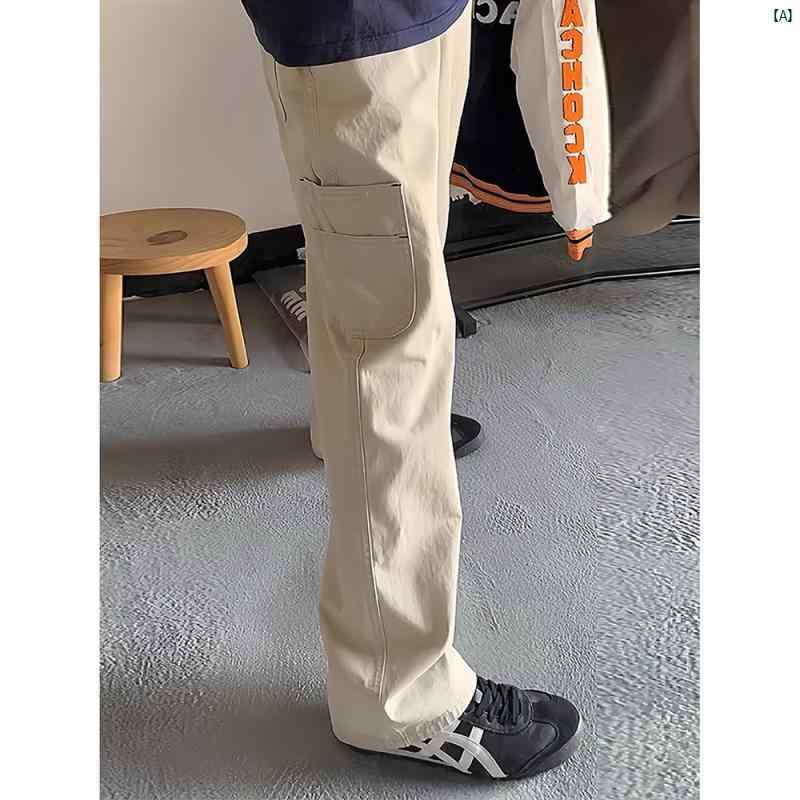 メンズ　ファッション　コーデ　秋　冬コーデ カーキ マルチ ポケット オーバー オール 男性用 春秋 アメリカン ストリート 雰囲気 パンツ ストレート ロギング