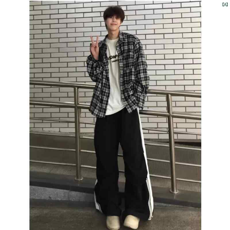 メンズ　ファッション　コーデ　秋　冬コーデ 韓国 チェック柄 シャツ メンズ ハイエンド ヴィンテージ アメリカン ショルダー 春秋 長袖 ジャケット