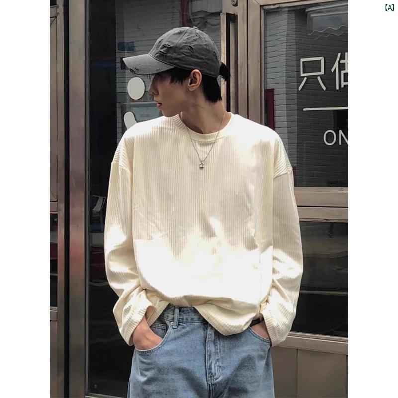 メンズ　ファッション　コーデ　秋　冬コーデ 春秋 メンズ クリーン フィット ホワイト 長袖 Tシャツ 高級 トップス たり インナー レイヤリング シャツ