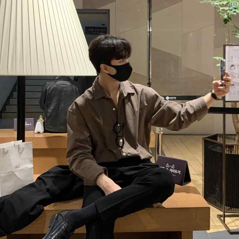 メンズ　コーデ　ファッション　春　秋　夏 Bishe メンズ ソリッドカラー シャツ 長袖 インナー カジュアル イン 韓国 薄手