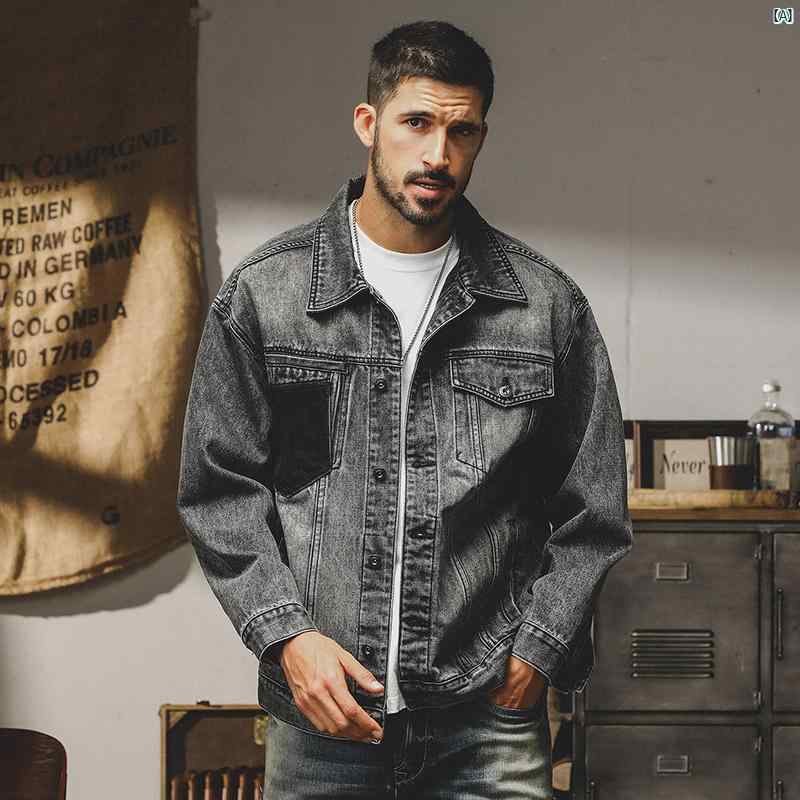メンズ　コーデ　ファッション　メンズファッション　オシャレ　海外風 春秋 男性用 アメリカン ヘビーウェイト レトロ デニムジャケット 男性用真 ワークジャケット 7,084円