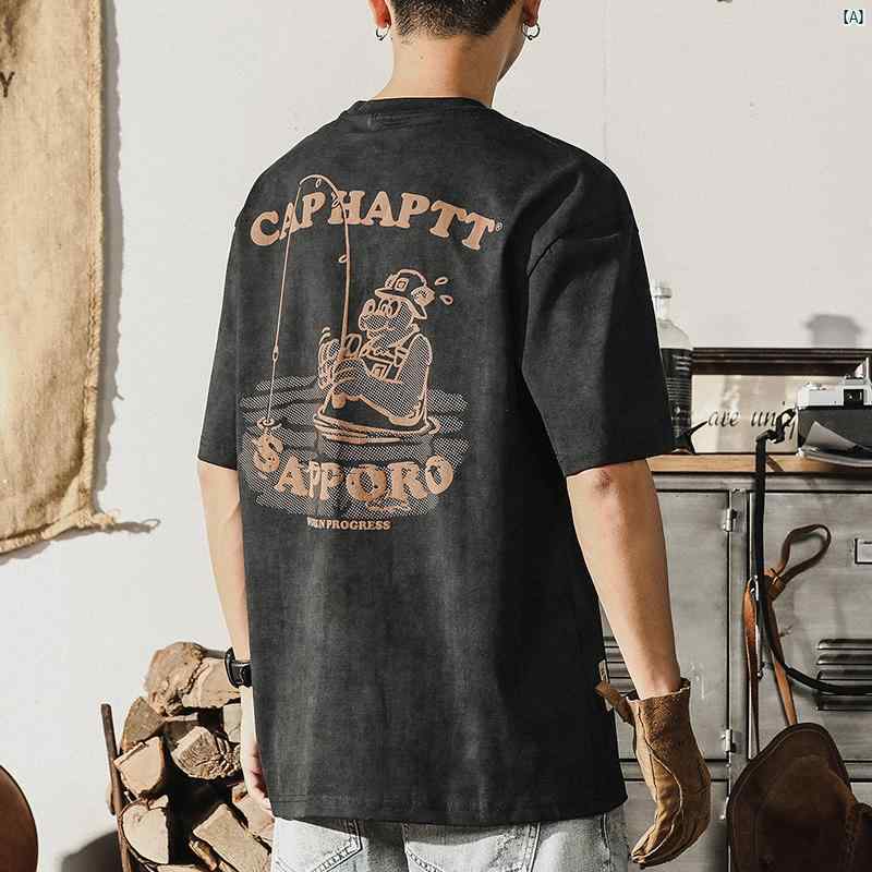 メンズ　コーデ　ファッション　メンズファッション　オシャレ　海外風 ジェイ レノ アメリカ 半袖 Tシャツ 夏 厚手 コットン 男子 楽しい プリント トップ