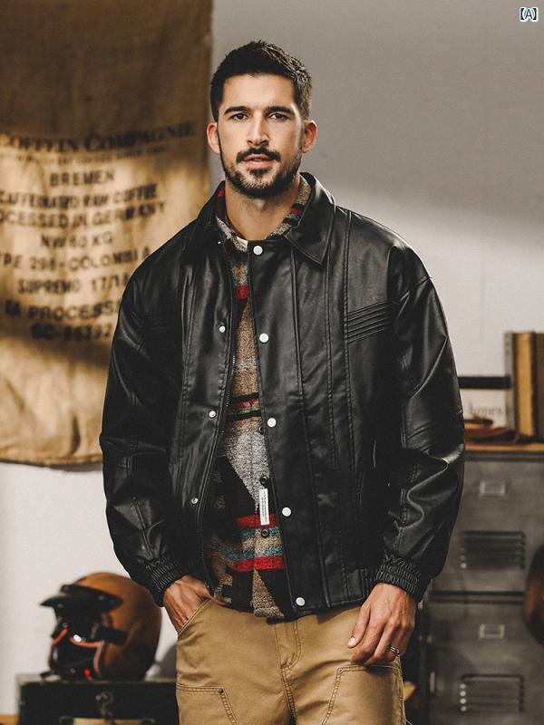 メンズ　コーデ　ファッション　メンズファッション　オシャレ　海外風 アメリカン ヘビーウェイト レトロ レザージャケット 春秋 ストリート カジュアル オートバイ