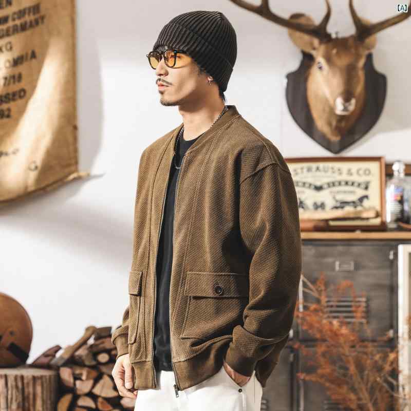 メンズ コーデ 流行り物 メンズ流行り物 オシャレ 外国で風 アメリカン レトロ ヨーロピアン コットンフリース ヘビーウェイト ジレー トレーナー 秋 ジャカード 野球 上衣 烏兎