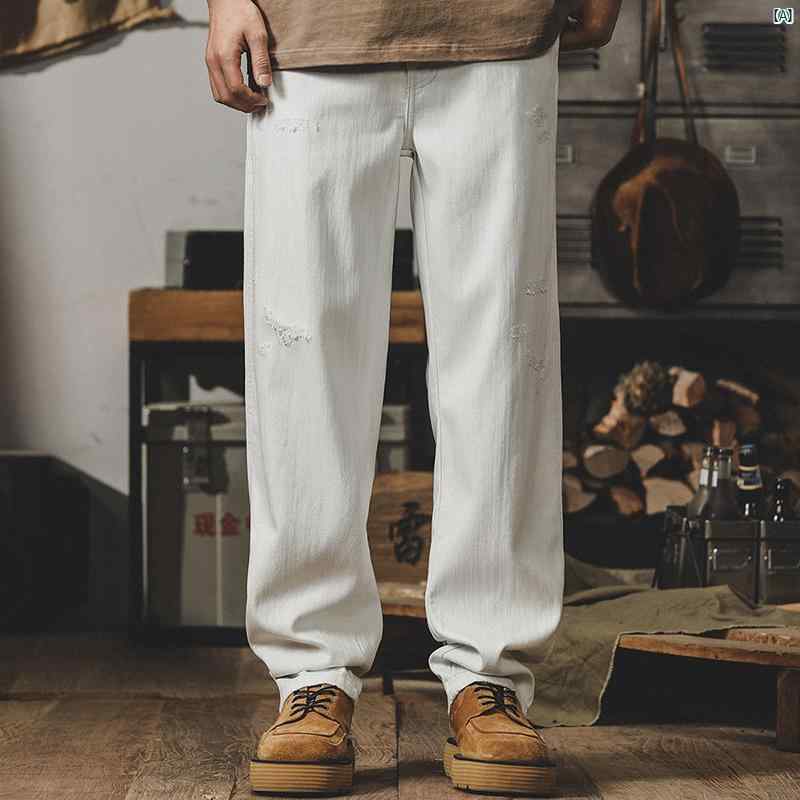 メンズ　コーデ　ファッション　メンズファッション　オシャレ　海外風 ジェイ レノ 96 オンス 薄手 リヨセル パンツ 夏 ストレート ドレープ 通気性 ホワイト ジーンズ 用