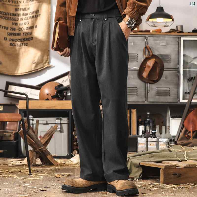 メンズ　カジュアル　男性　オシャレ 秋 アメリカン レトロ カジュアル パンツ シンプル ストレート ストリート ドレープ 7,894円
