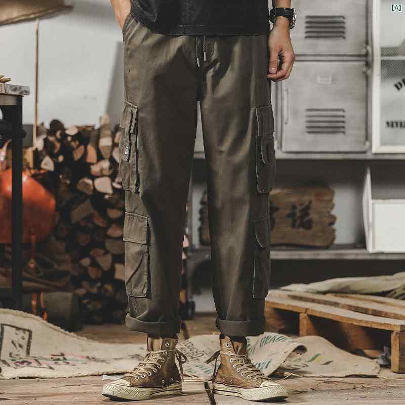 メンズ　コーデ　ファッション　メンズファッション　オシャレ　海外風 ジェイ レノ アーミーグリーン 春 ストレート レッグ 大きいサイズ 屋外 戦術的 カジュアル パンツ マルチ ポケット カーゴパンツ 男性