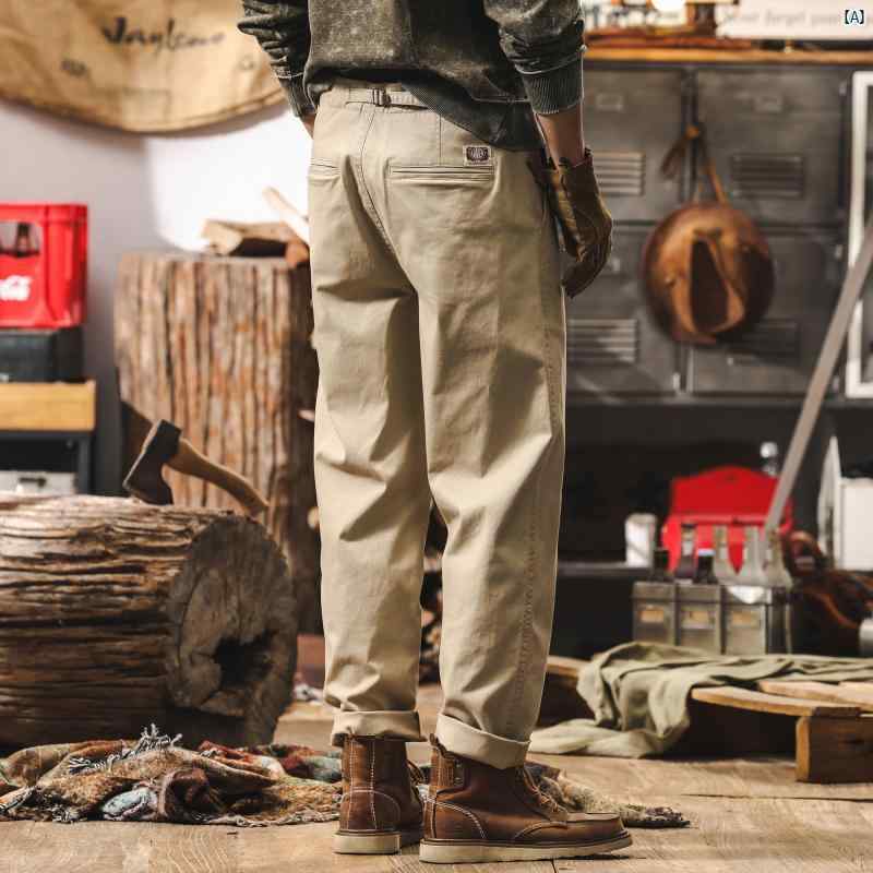 メンズ　コーデ　ファッション　メンズファッション　オシャレ　海外風 アメリカン レトロ カーキパンツ 2025 春 新 ストレート レッグ カジュアル パンツ 7,900円