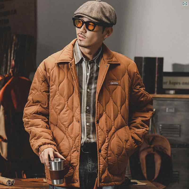 高 密度 防風 暖かい コットンコート 男性用 厚手 冬 コート キルティング 男性用 コーチ ジャケット