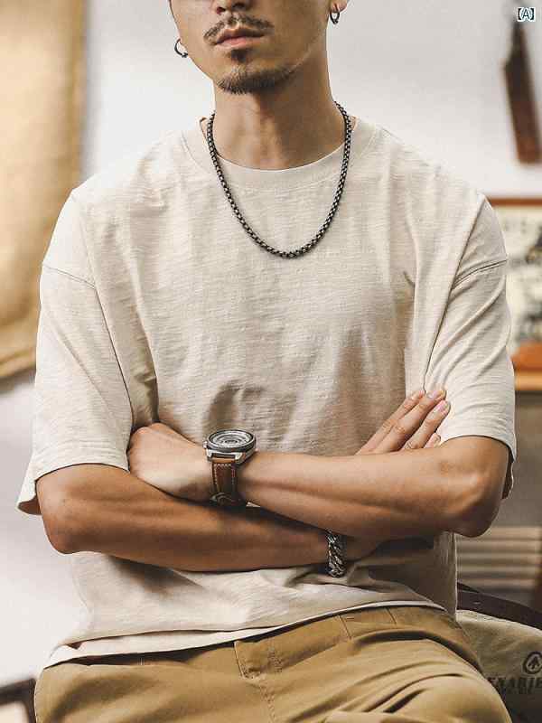 メンズ　カジュアル　男性　オシャレ アメリカン レトロ ダメージ Tシャツ メンズ 半袖 夏 フライド スノーフレーク ウォッシュ コットン トップ 6,451円