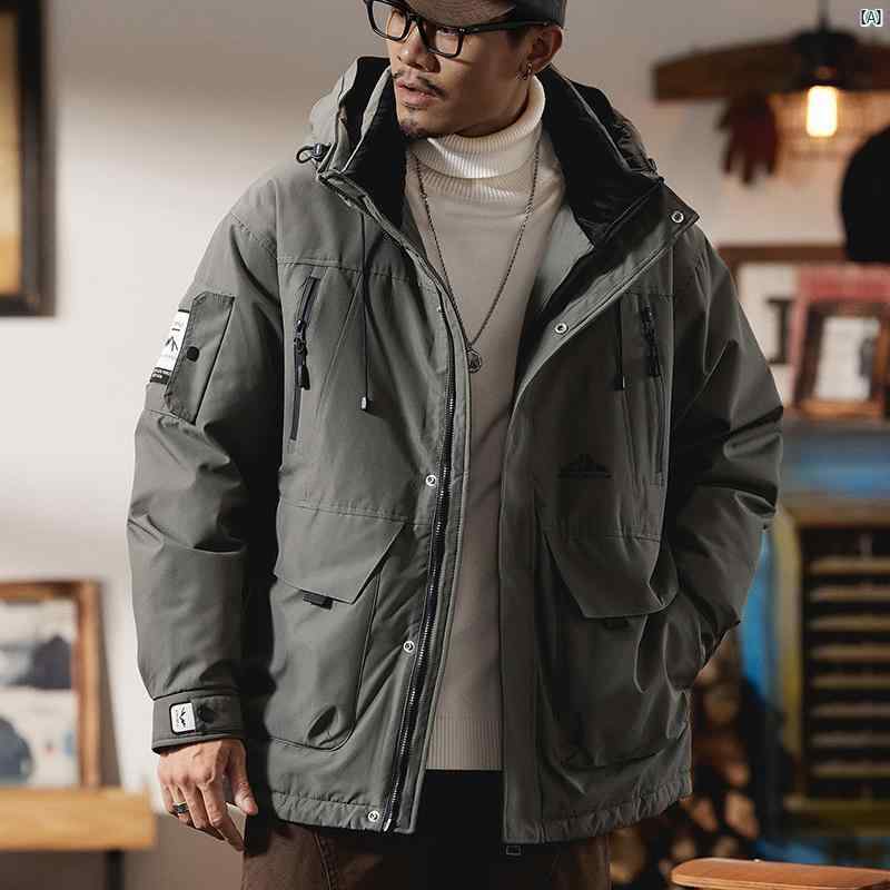 メンズ　冬　メンズファッション　ウィンター　冬コーデ 90 ダック ダウン 作業着 ダウン ジャケット メンズ 冬 たり 大きいサイズ 厚手 ジャケット フード付き ジャケット 男性