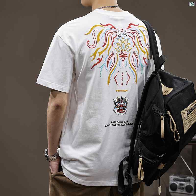 メンズ　コーデ　ファッション　オシャレ　海外風 高級 プリント 夏 半袖 Tシャツ 男性用 ファッション カジュアル トップス