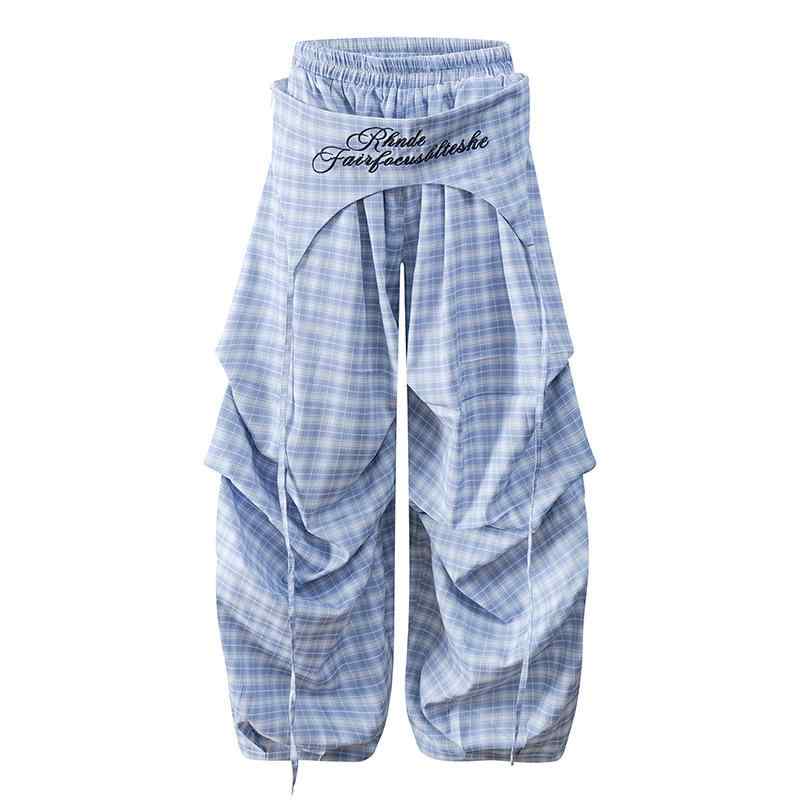 カーゴパンツ メンズ レディース ロングパンツ ワークパンツ ズボン ワイドパンツ ジーパン ジーンズ ボトムス 裾ボタン チェック柄 ロゴ 絞り 裾リブ アメリカン レトロ 爵士 社交 ダンス 練習着 ストリート ヒップホップ カジュアル 通気性 耐摩｜プライムズ商店