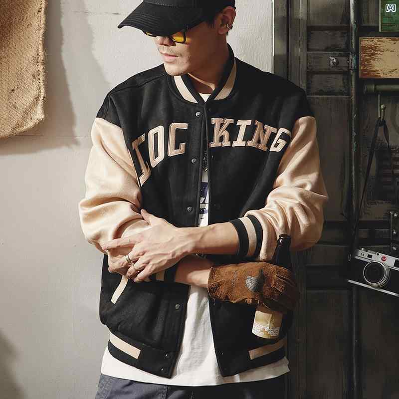 アメリカン レトロ 野球 ユニフォーム ジャケット 男性 春 スエード トップ 服 秋 11,220円