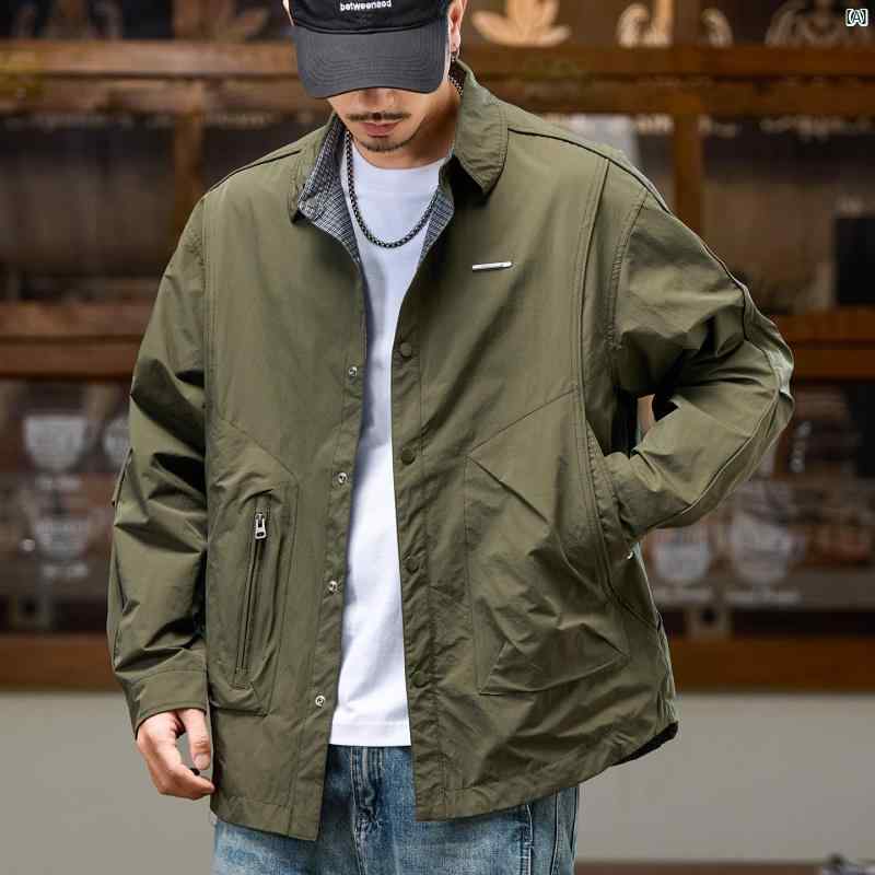 高級 ワークウェア ジャケット 秋 アメリカン レトロ カジュアル スポーツ 防風 アウトドア 8,318円