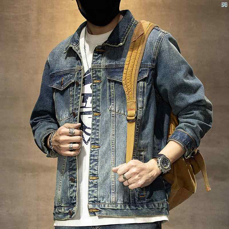 メンズ コーデ 流行り物 オシャレ 外国で風 ジーンズ上衣 秋 か細い 上衣 背広 2点仕掛ける 烏兎 馬鹿でかい大きさ トップス