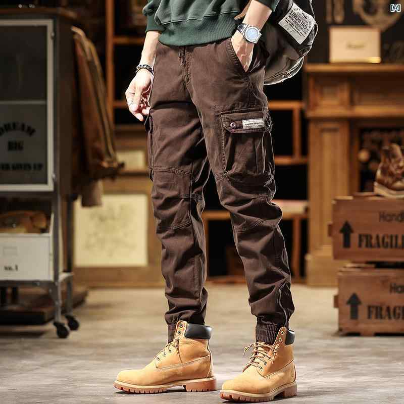 メンズ コーデ 流行り物 オシャレ 外国で風 厚地の外套 櫂 レッグ タイ王国 春 アメリカン レトロ アウトドア 馬鹿でかい大きさ 心地好い ズボン下 成人男性用 烏兎