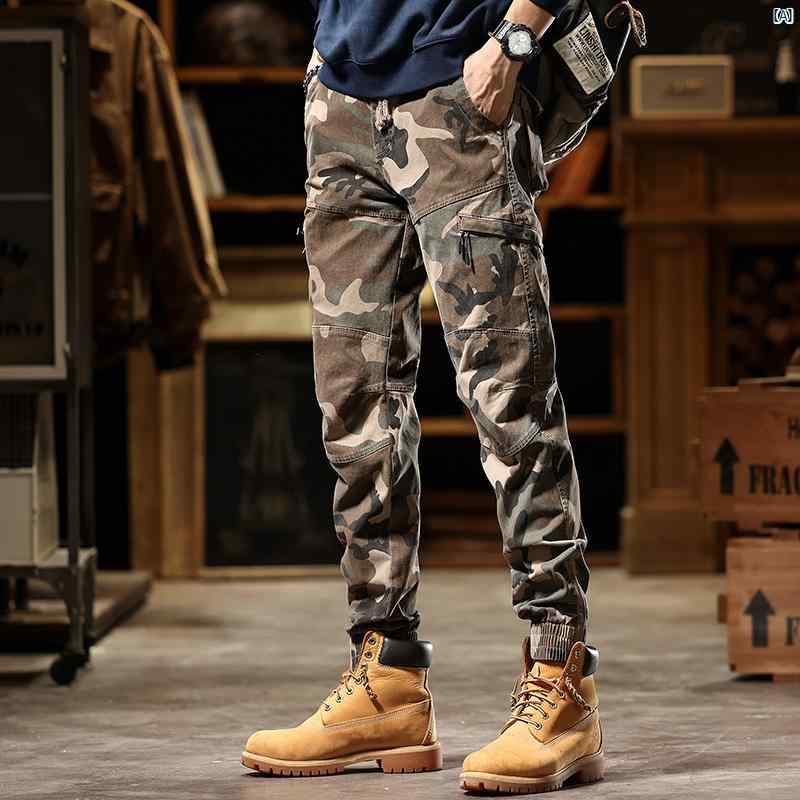 メンズ　ファッション　コーデ　男性　オシャレ 秋冬 アメリカン オーバー オール 男性用 スリム アウトドア レトロ 機能 迷彩 カジュアル パンツ レギンス 付き