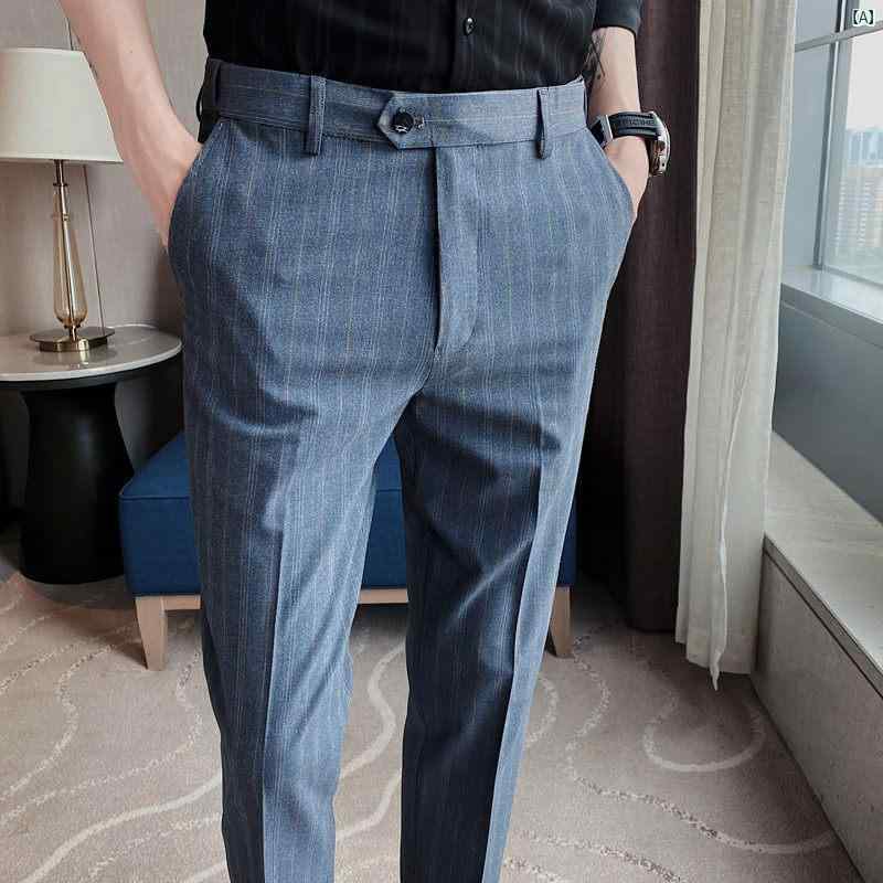 成人男性 オシャレ かっこいい 心地好い メンズ背広 ズボン下 烏兎 メンズ 縞模様 心地好い か細い 商行為 引っ切り無い ドレープ 背広