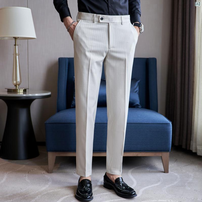 成人男性 オシャレ かっこいい 心地好い ズボン下 メンズ 烏兎 白いこと縞模様 メンズ心地好い か細い 商行為 背広 ドレープ 秋 冬