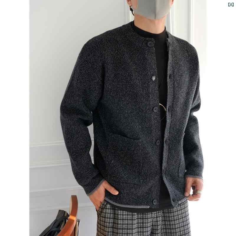 メンズ　ファッション　コーデ　男性　オシャレ　 風 レトロ大歳 カラー ブロック カーディガン セーター 秋冬 エレガント シングルブレスト ニットウェア 9,346円
