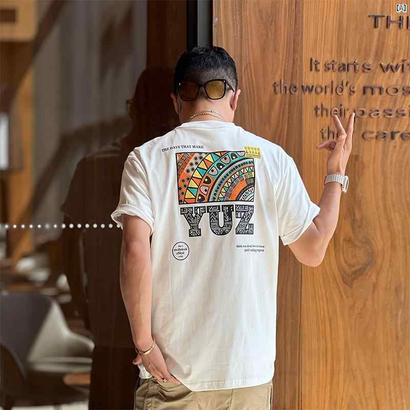 メンズ　ファッション　コーデ　男性　オシャレ　 高級 コットン 半袖 Tシャツ アメカジ ラウンドネック 通気性 ボトム トップス