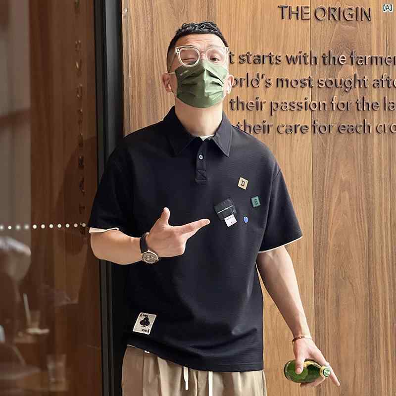 メンズ 流行り物 コーデ 成人男性 オシャレ  流行り物 半袖 スポーツシャツ とっ始め 夏 襟 付き添い人 プルオーバー