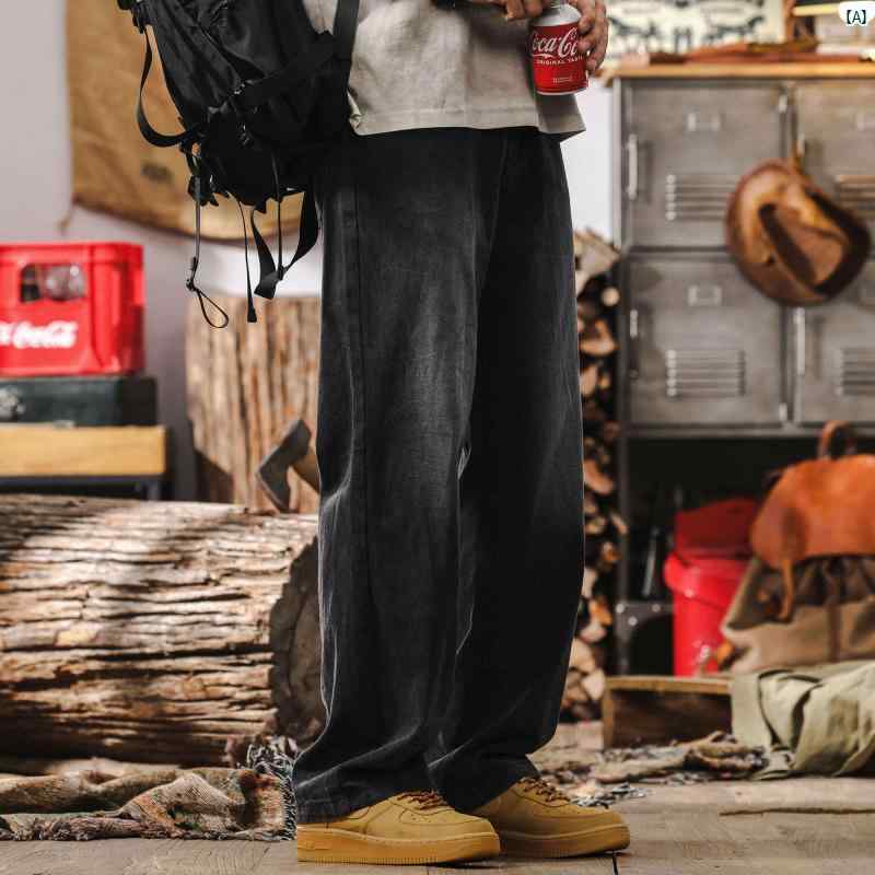 メンズ　男性　ファッション　コーデ　オシャレ　海外風 アメリカン レトロ 軽量 キャンバス ジーンズ メンズ 2025 夏 クラシック ブラック ウォッシュド カジュアル パンツ 7,384円